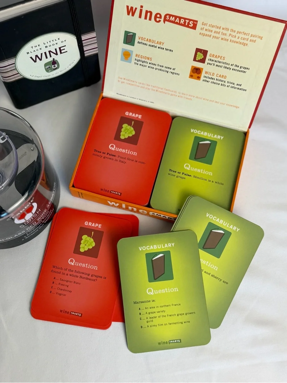Wine Lover Gift Set: WineSmarts Game, Rabbit Aerator, & Wine Book Barware Bundle